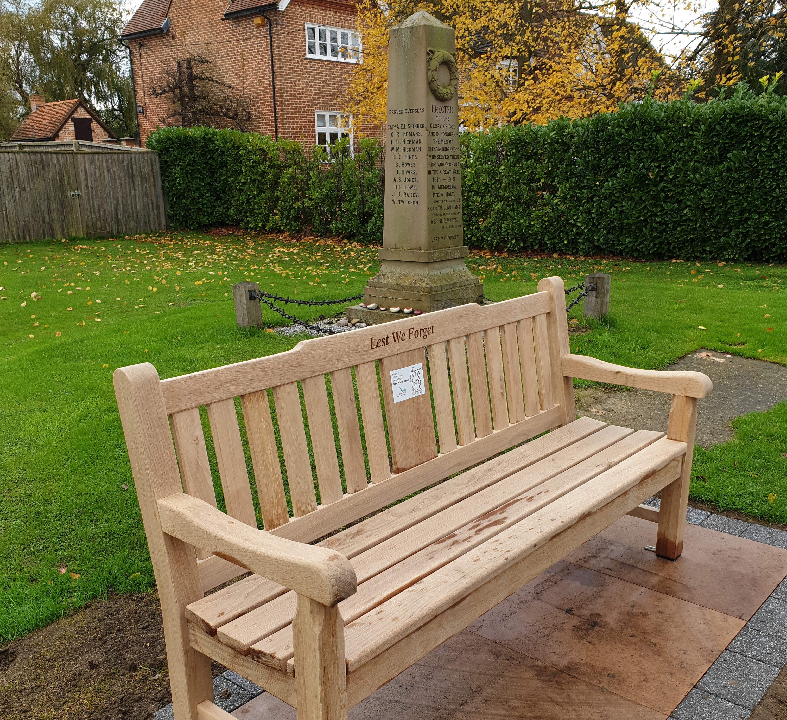 the Memorial Bench at the War Memorial